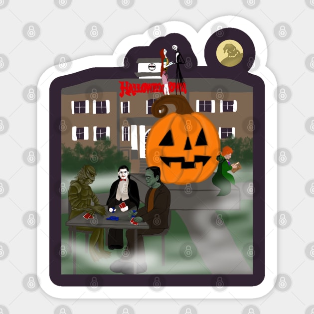 Halloweentown Plaza Sticker by KataMartArt